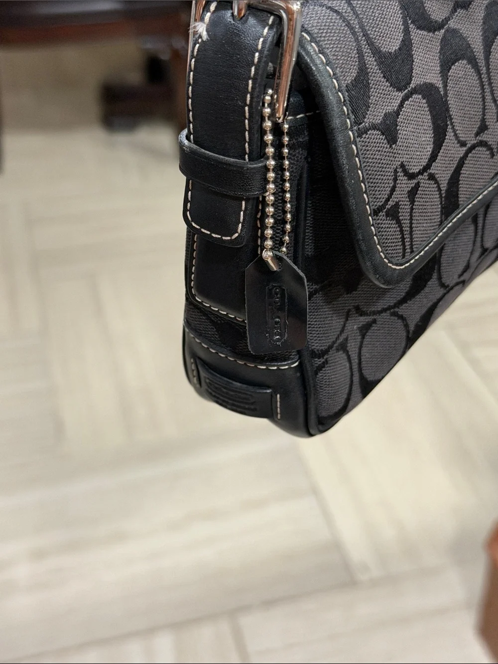 Coach Y2K black Hamptons Flap Baguette bag